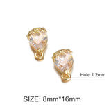 10Pcs Copper Water Drop Crystal Tear Charm Pendant Jewelry DIY Making