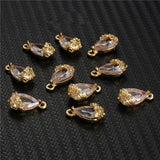 10Pcs Copper Water Drop Crystal Tear Charm Pendant Jewelry DIY Making