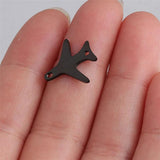 10Pcs Stainless Steel Plane Pendants Double Hole Bracelet Charms