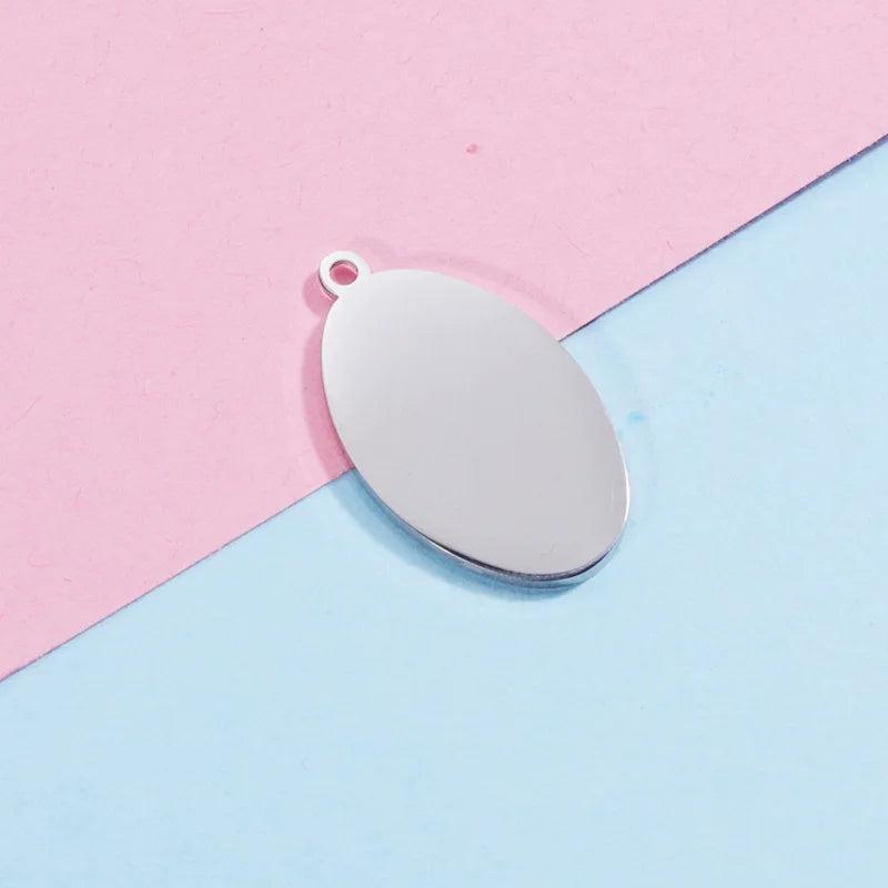 5pcs Stainless Steel Oval Charm Blanks for Engraving