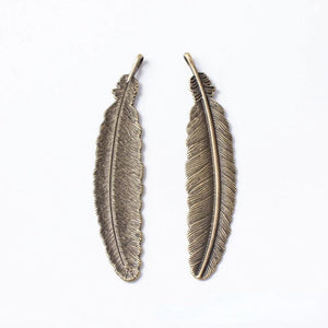 5Pcs Antique Silver Feather Charms for Jewelry Making Necklace Accessory