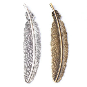 5Pcs Antique Silver Feather Charms for Jewelry Making Necklace Accessory
