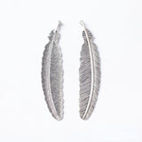 5Pcs Antique Silver Feather Charms for Jewelry Making Necklace Accessory