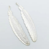 5Pcs Antique Silver Feather Charms for Jewelry Making Necklace Accessory