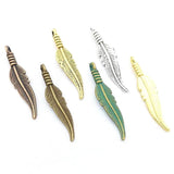 50Pcs Antique Silver Leaf Feather Charms for Jewelry Making