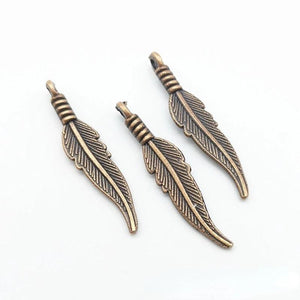 50Pcs Antique Silver Leaf Feather Charms for Jewelry Making
