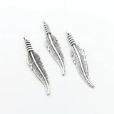 50Pcs Antique Silver Leaf Feather Charms for Jewelry Making