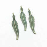 50Pcs Antique Silver Leaf Feather Charms for Jewelry Making