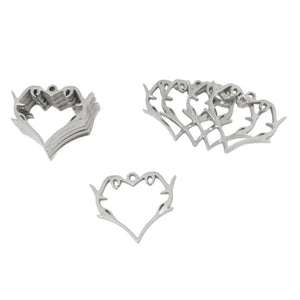 4Pcs Stainless Steel Thorns Hearts Frame Charms for Jewelry Making