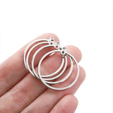 10PCS Brass Silver Plated Circle Charms Connector DIY Necklace Earrings Jewelry
