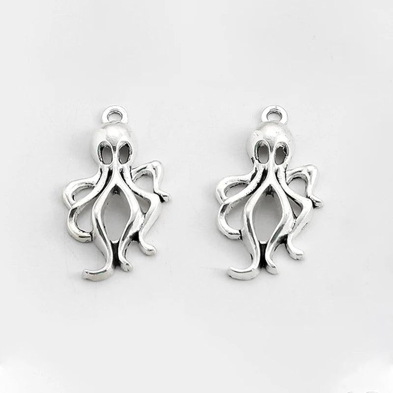20pcs Tibetan Silver Octopus Charm Pendant DIY Earrings Necklace