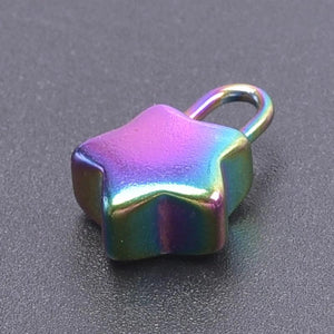 Rainbow Stainless Steel Pentagram Star Lock Pendant