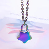 Rainbow Stainless Steel Pentagram Star Lock Pendant