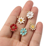 Enamel Sun Flower Charms Daisy Flowers Alloy Pendant DIY Jewelry Making