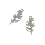 5pcs Stainless Steel Rose Skull Laser Cut Charms 27x11mm