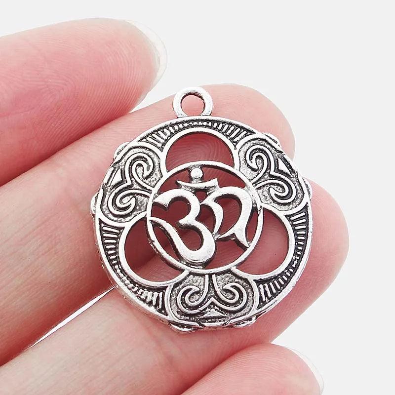 5pcs OM/AUM Symbol Yoga Charms Pendants for Jewelry Making