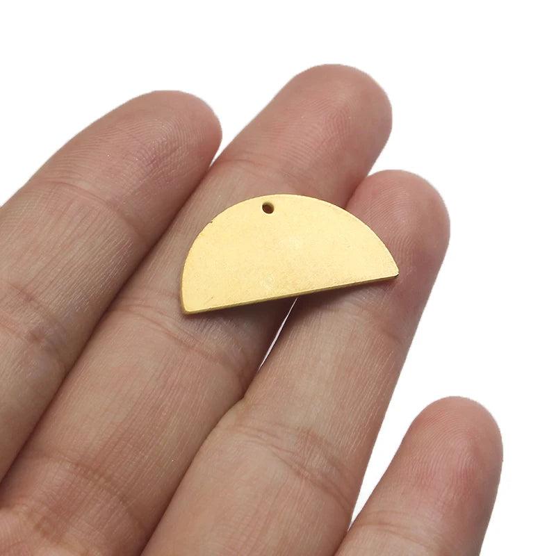 20pcs Raw Brass Semicircle Stamping Blank Pendant For Earrings
