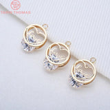 4PCS 12MM Zircon Heart Charms Pendants 24K Champagne Plated Brass DIY Jewelry