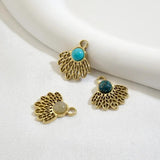 Feather Charms with Natural Stone for DIY Bracelets - Golden Plating
