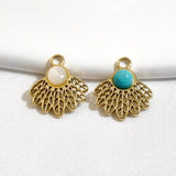 Feather Charms with Natural Stone for DIY Bracelets - Golden Plating