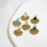 Feather Charms with Natural Stone for DIY Bracelets - Golden Plating