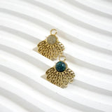 Feather Charms with Natural Stone for DIY Bracelets - Golden Plating