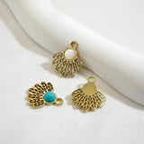 Feather Charms with Natural Stone for DIY Bracelets - Golden Plating