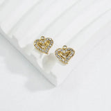 Miasol 5 Pcs 9MM Golden Plating Heart Charms for DIY Jewelry Making