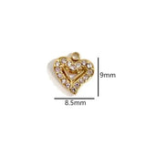 Miasol 5 Pcs 9MM Golden Plating Heart Charms for DIY Jewelry Making