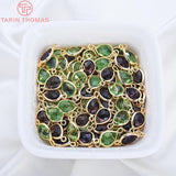 6PCS 24K Champagne Plated Brass Zircon Drop Connect Charms