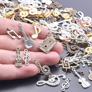 30/50Pcs Random Charms Music Instrument Pendant DIY Tibetan Jewelry
