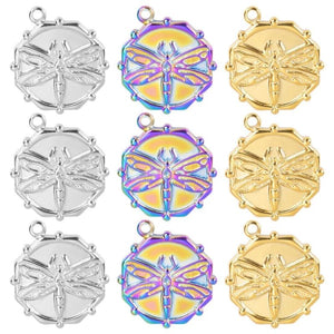 5pcs Stainless Steel Dragonfly Charms Pendant for Necklace DIY Jewelry Making