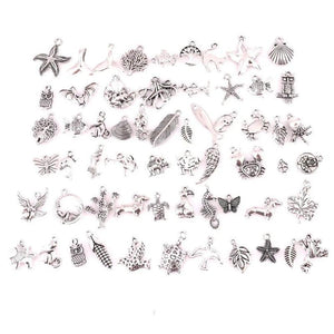 60PCS Vintage Mixed Plants Animal Alloy Charms Pendant DIY Jewelry Accessories