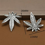 30pcs Antique Silver Small Hemp Leaf Charm DIY Jewelry Making Pendant