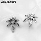 30pcs Antique Silver Small Hemp Leaf Charm DIY Jewelry Making Pendant