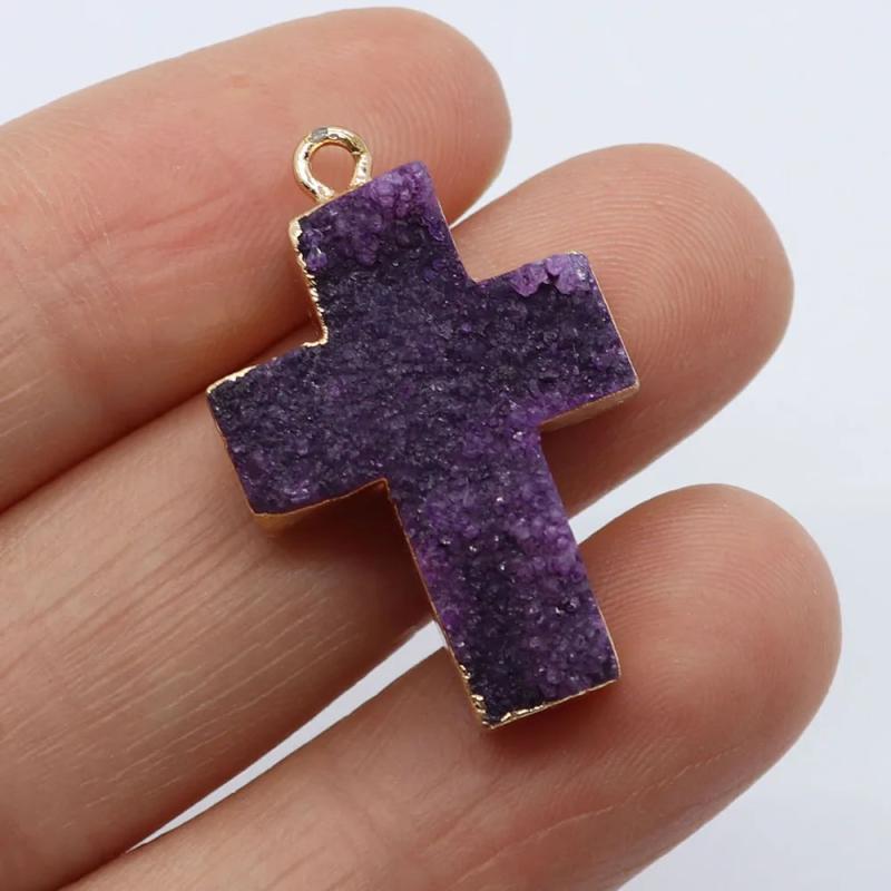 Druzy Crystal Crosses Pendants for DIY Jewelry Making