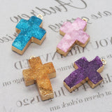 Druzy Crystal Crosses Pendants for DIY Jewelry Making
