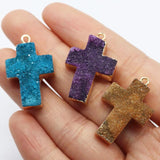 Druzy Crystal Crosses Pendants for DIY Jewelry Making