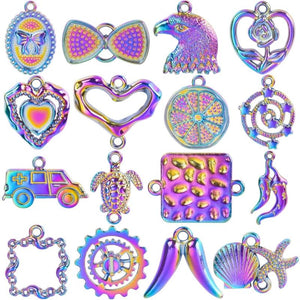 16PCS Mix Shell/Turtle/Lemon/Heart Pendant Charm Alloy Jewelry DIY