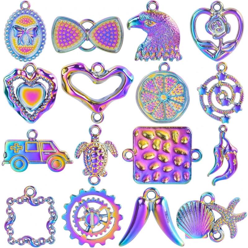 16PCS Mix Shell/Turtle/Lemon/Heart Pendant Charm Alloy Jewelry DIY