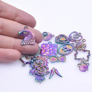 16PCS Mix Shell/Turtle/Lemon/Heart Pendant Charm Alloy Jewelry DIY