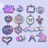 16PCS Mix Shell/Turtle/Lemon/Heart Pendant Charm Alloy Jewelry DIY