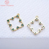 4PCS 18x20MM 24K Plated Brass Square Charms Pendants