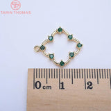 4PCS 18x20MM 24K Plated Brass Square Charms Pendants