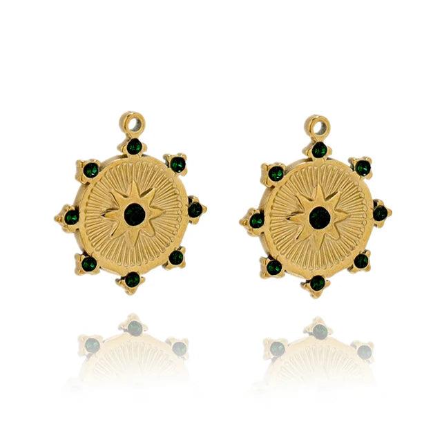 5PCS Stainless Steel Star Zircon Charms Sun Pendant Necklace Jewelry Making