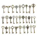 30Pcs/pack Hollow Vintage Bronze Key Charms Pendant DIY Jewelry Accessories