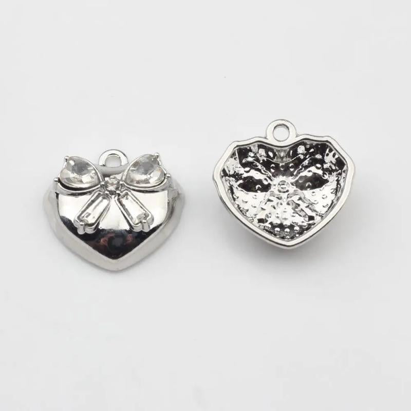 Zinc Alloy Heart Zircon Bow Tie Charm 6pcs/lot DIY Necklace Making