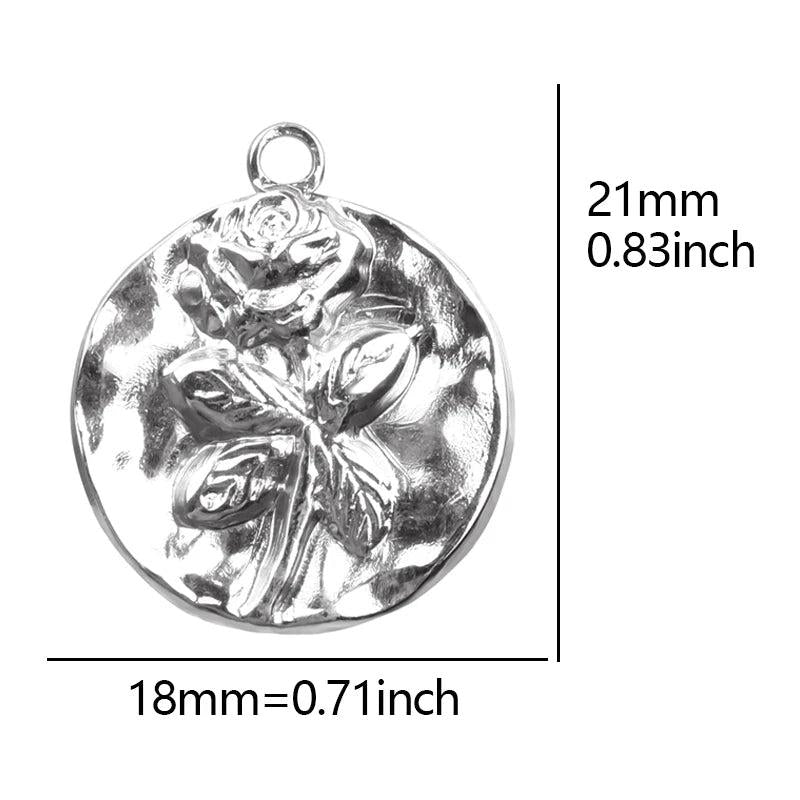10PCS Circle Moon Stars Starfish Charms Stainless Steel DIY Jewelry Necklace