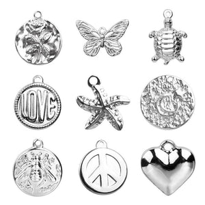 10PCS Circle Moon Stars Starfish Charms Stainless Steel DIY Jewelry Necklace