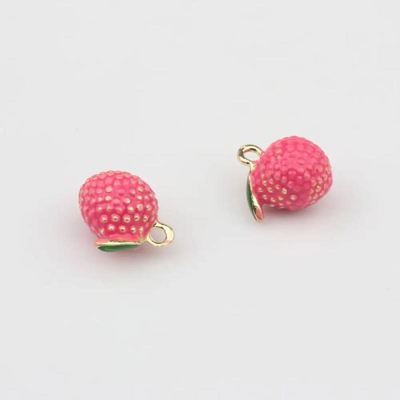 Enamel Lychee Charm 6pcs/lot for DIY Jewelry Making